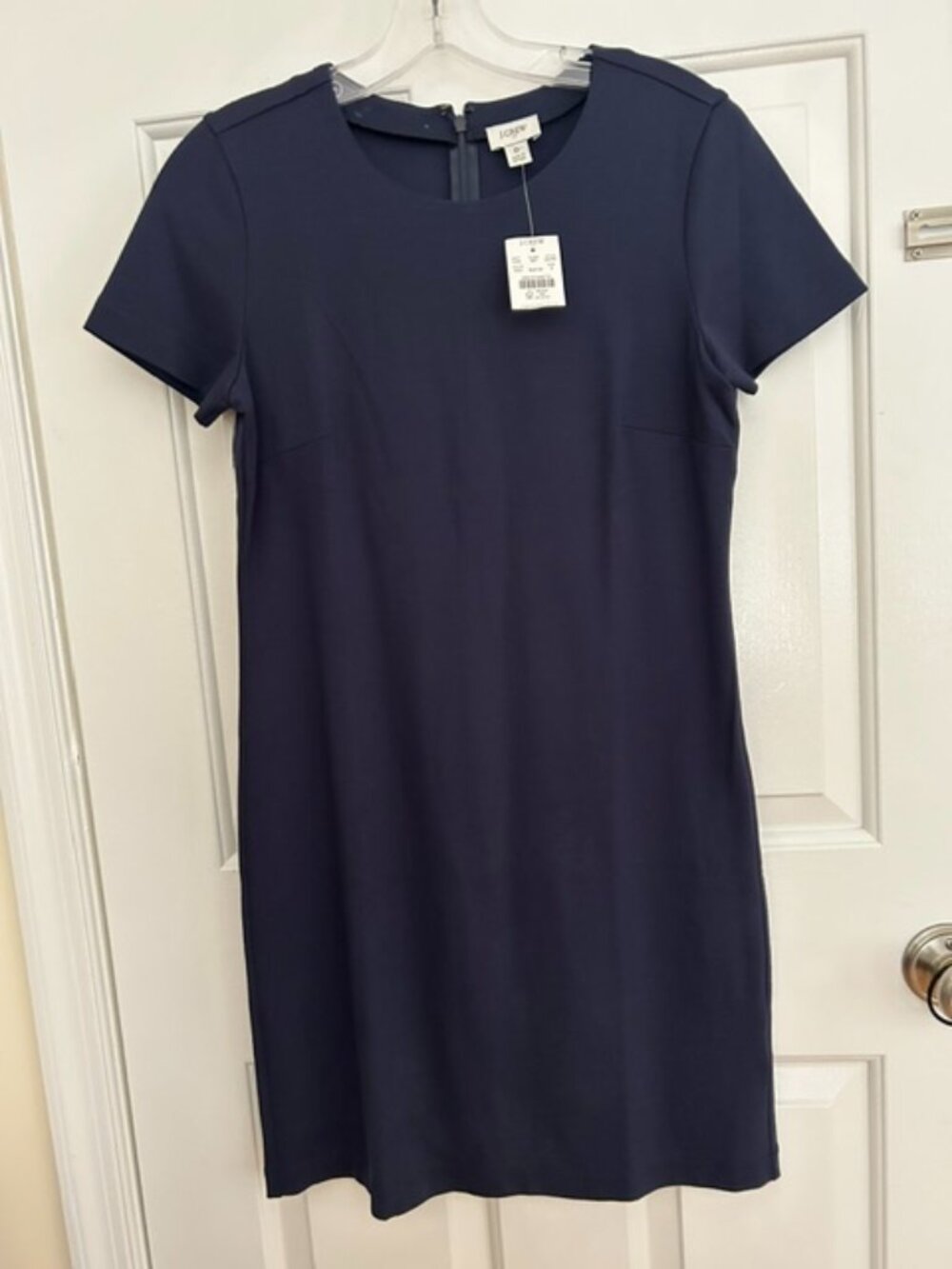 NWT JCrew Short Sleeve Ponte Knit Dress, Size 0, Navy
